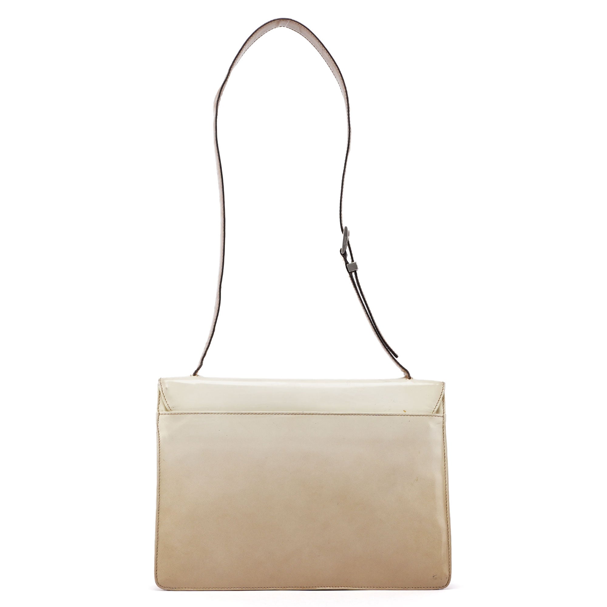 Prada Beige Spazzolato Buckle Shoulder Bag