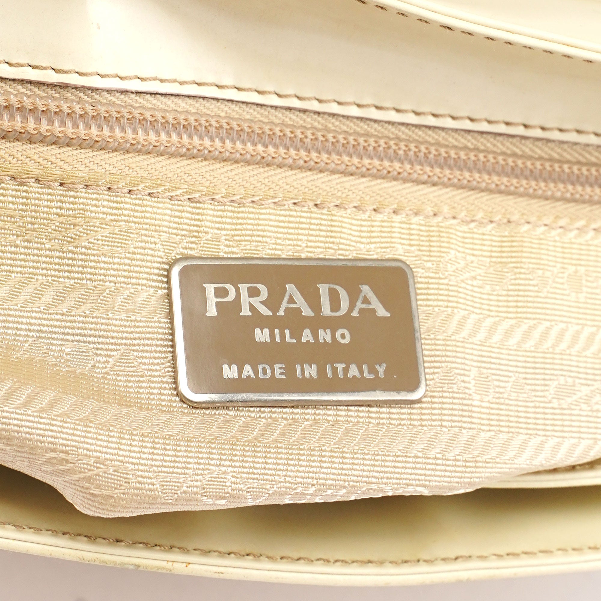 Prada Beige Spazzolato Buckle Shoulder Bag