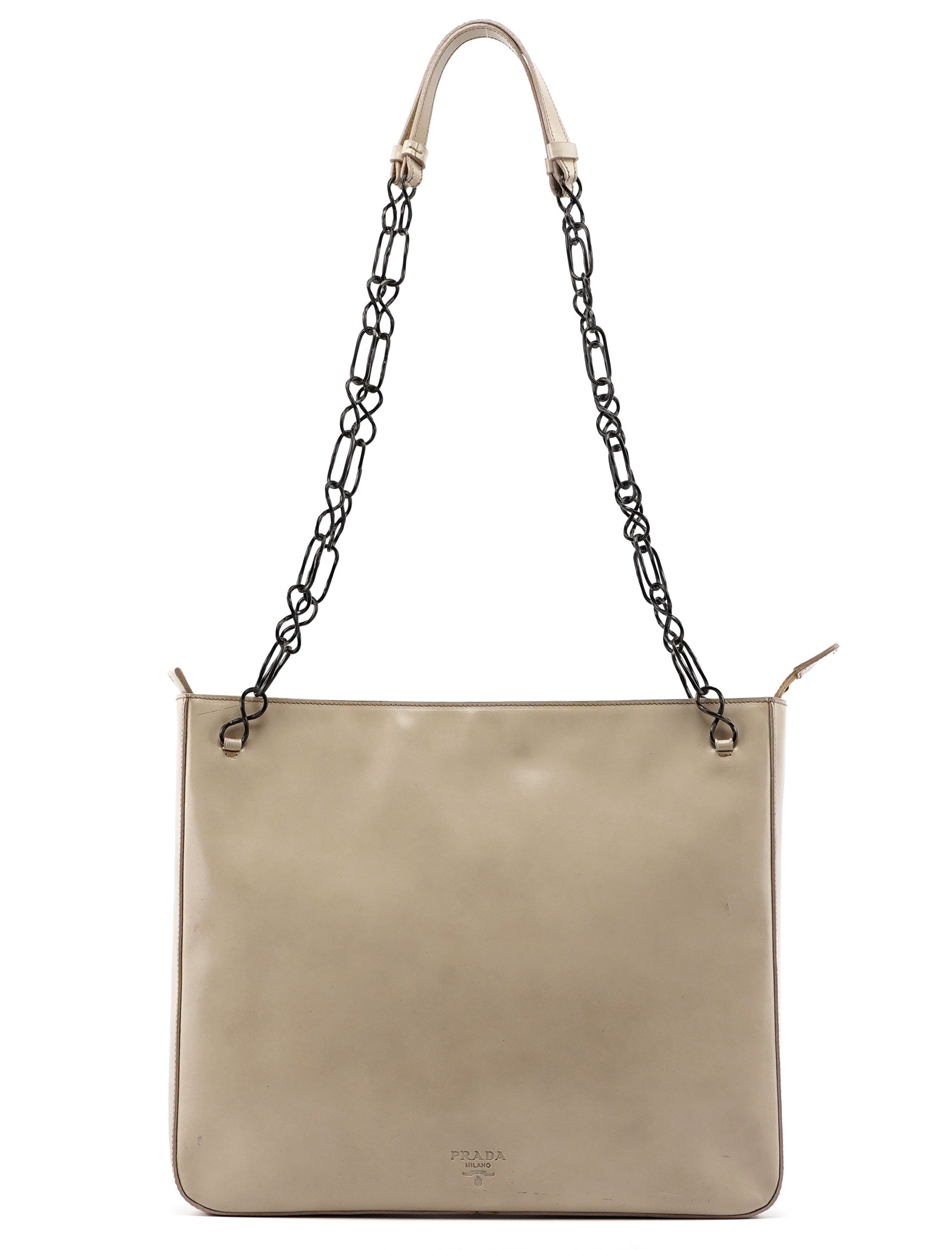 Prada Beige Spazzolato Chain Tote Bag