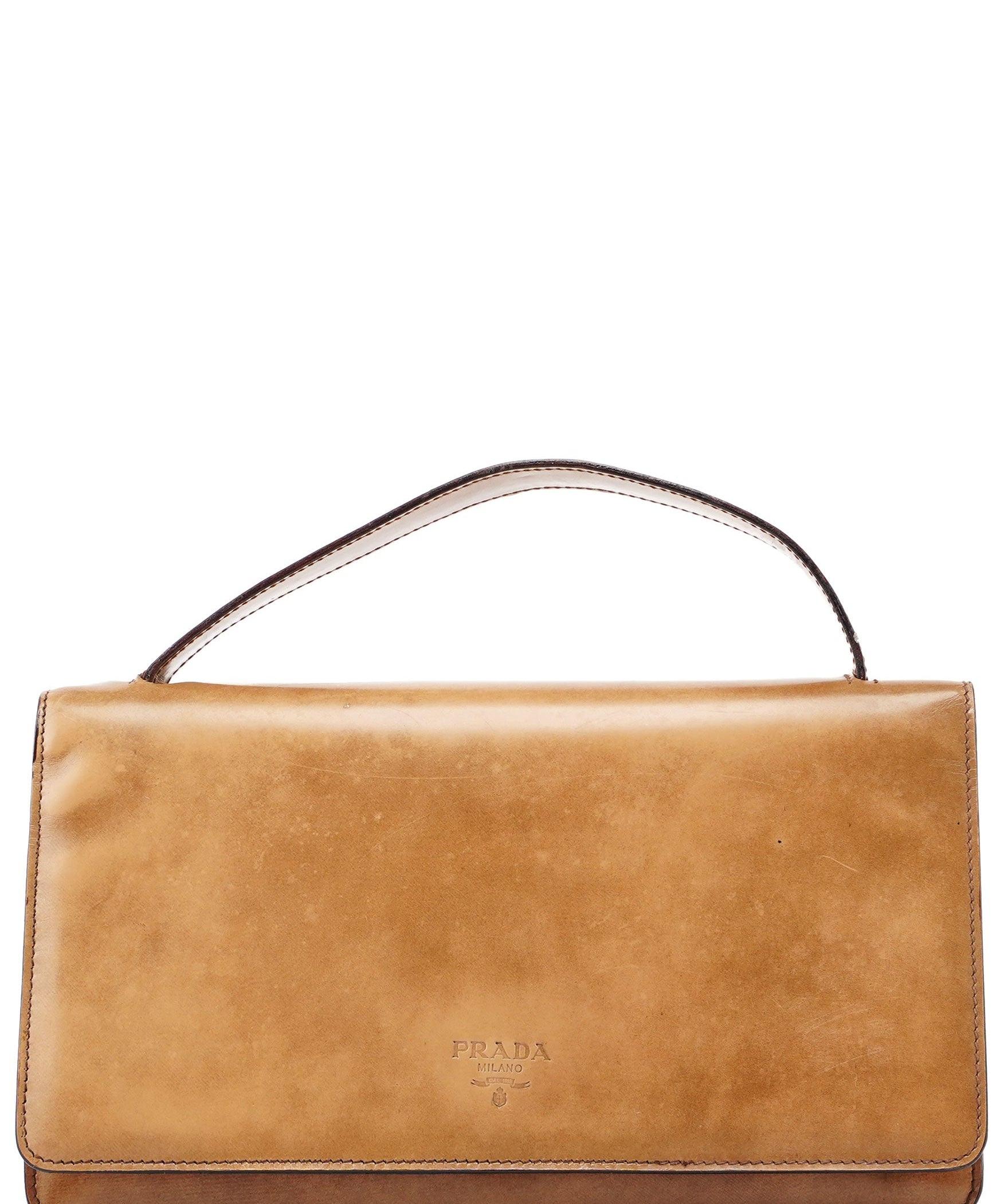 Prada Beige Spazzolato Flap Handbag