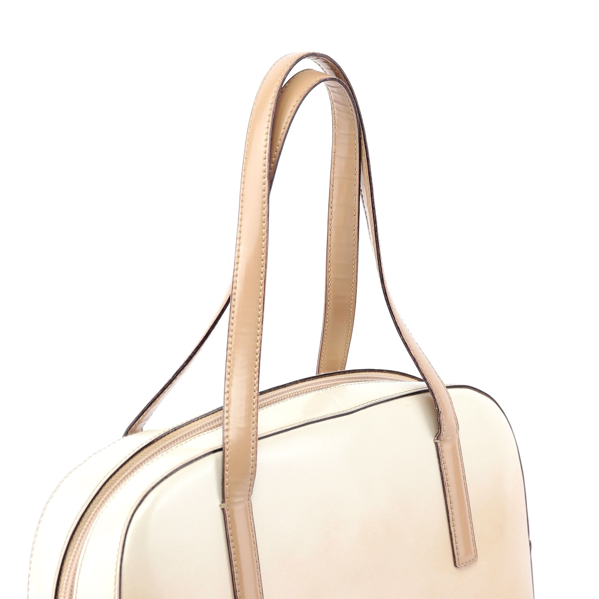Prada Sac cabas Spazzolato en cuir verni beige