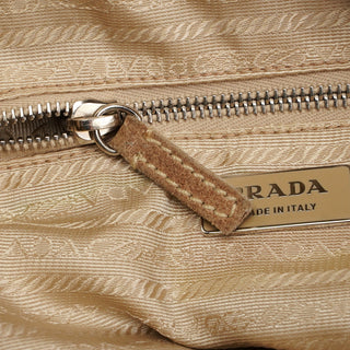 Prada Beige Suede Large Flap Shoulder Bag