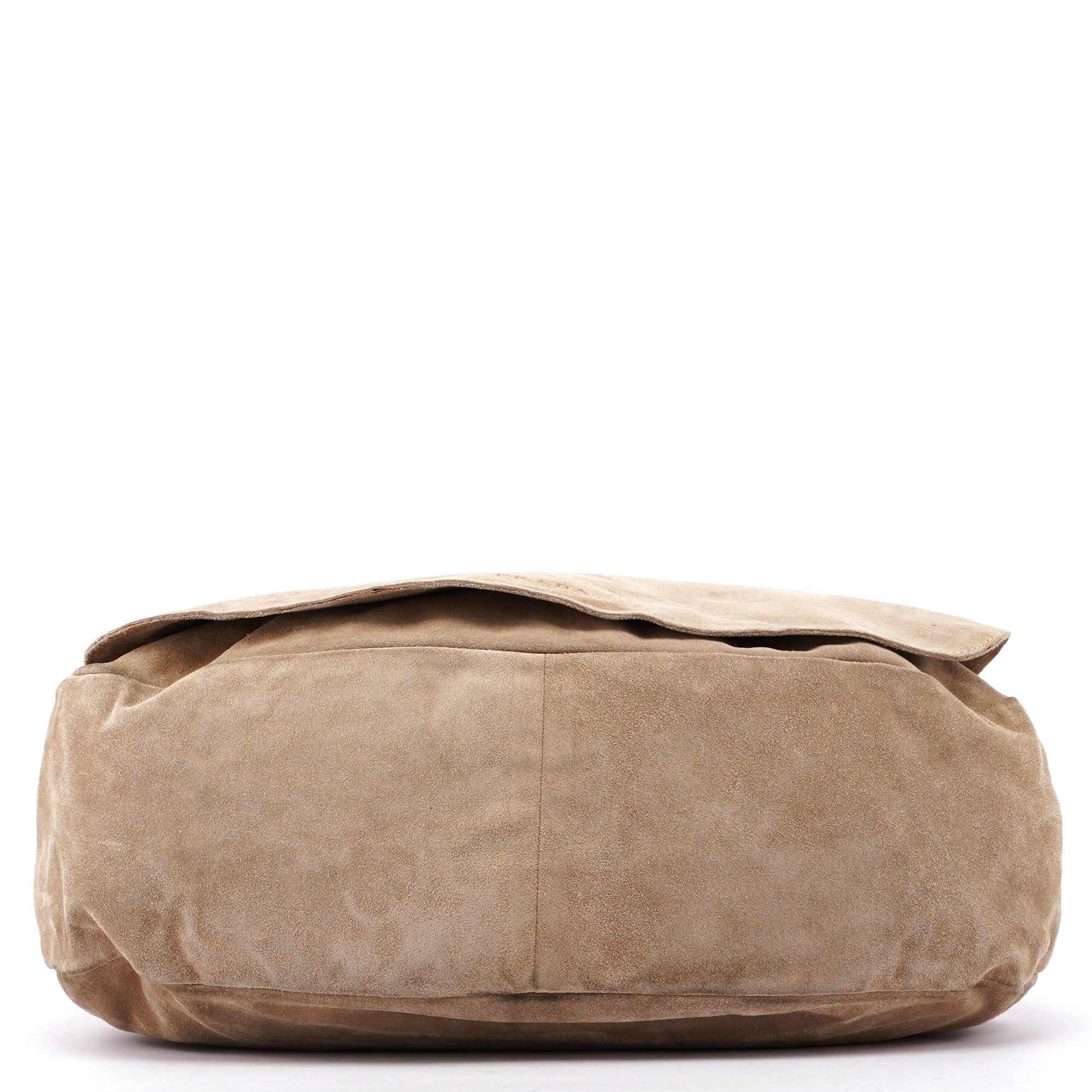 Prada Beige Suede Large Flap Shoulder Bag