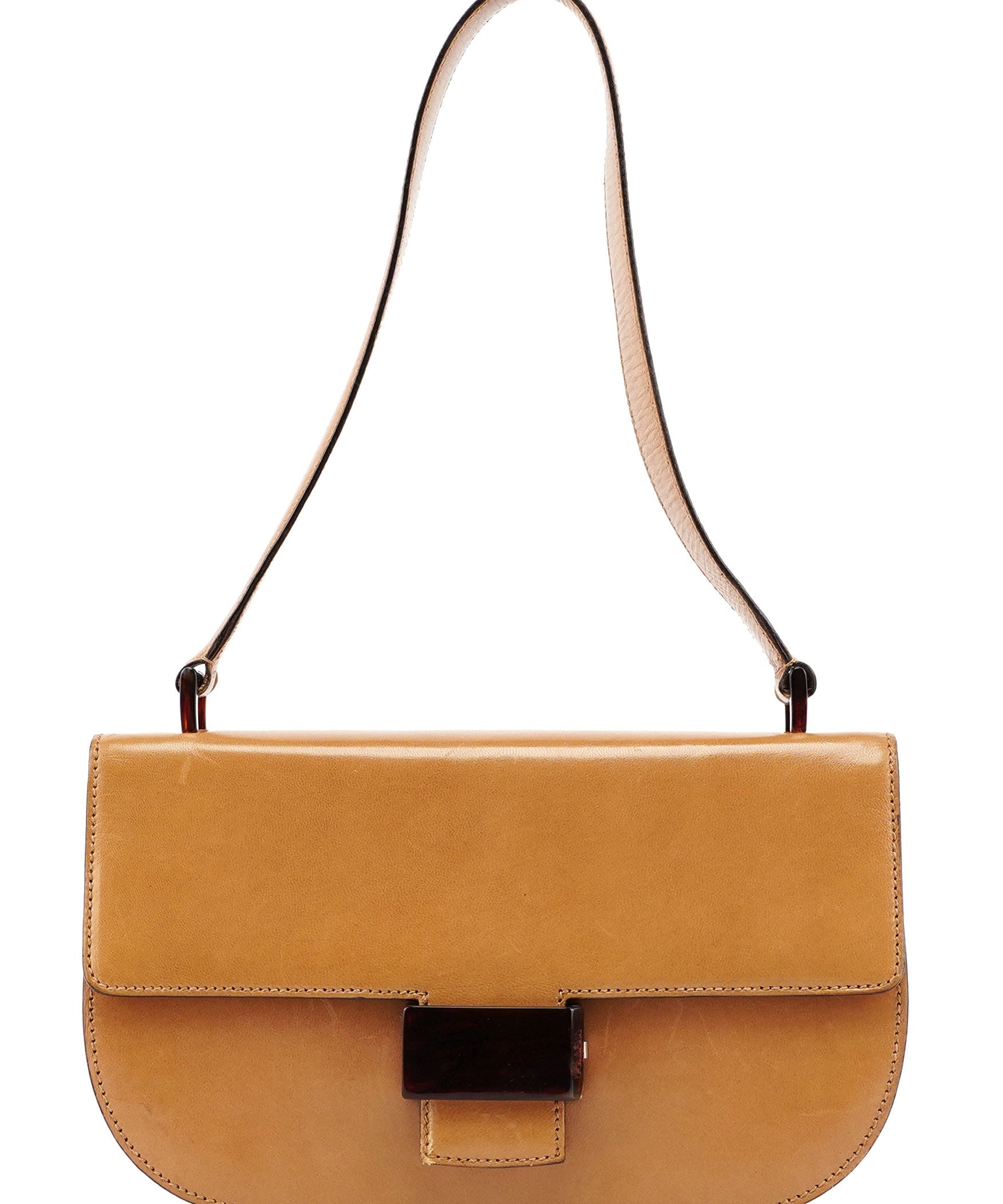 Prada Beige Vitello Buckle Shoulder Bag