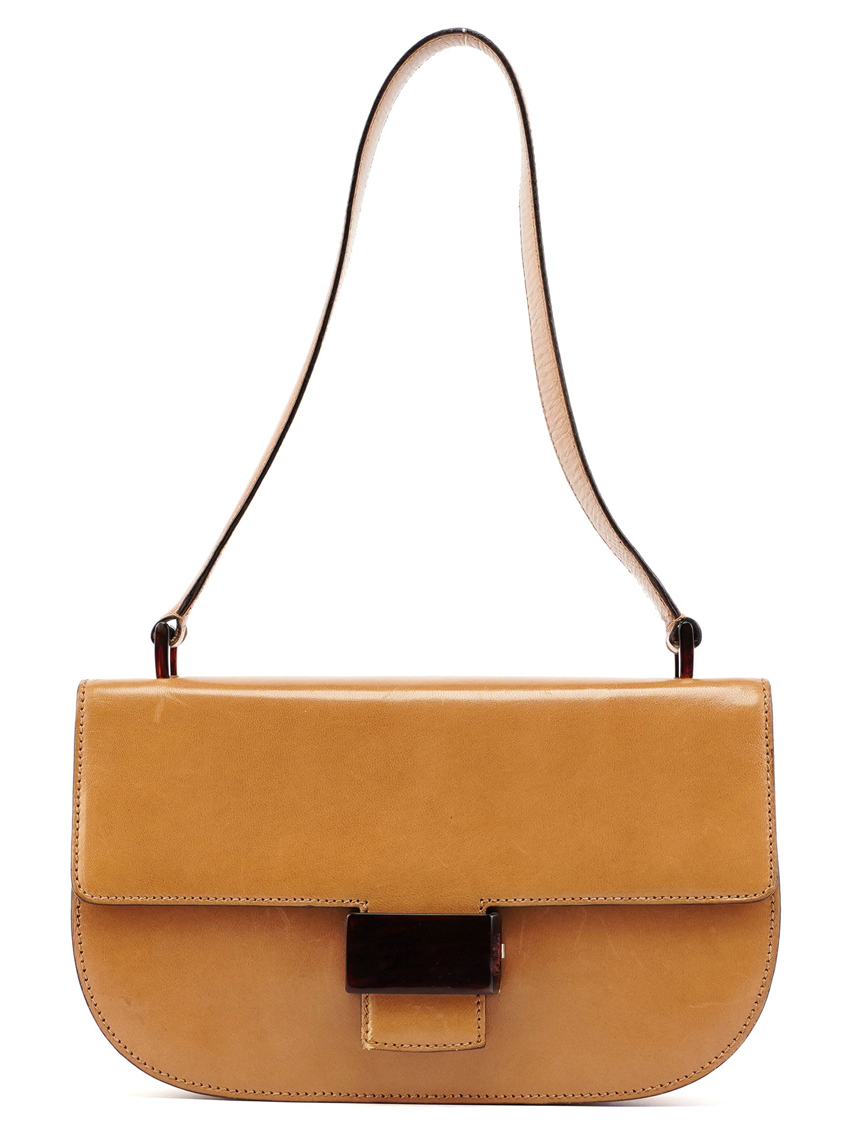 Prada Beige Vitello Buckle Shoulder Bag