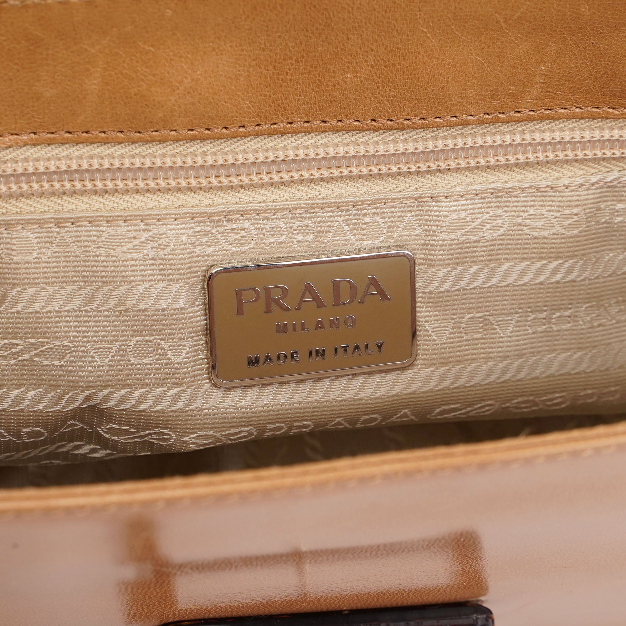 Prada Beige Vitello Buckle Shoulder Bag