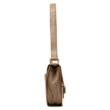 Prada Borsa a spalla con fibbia in pelle di vitello beige