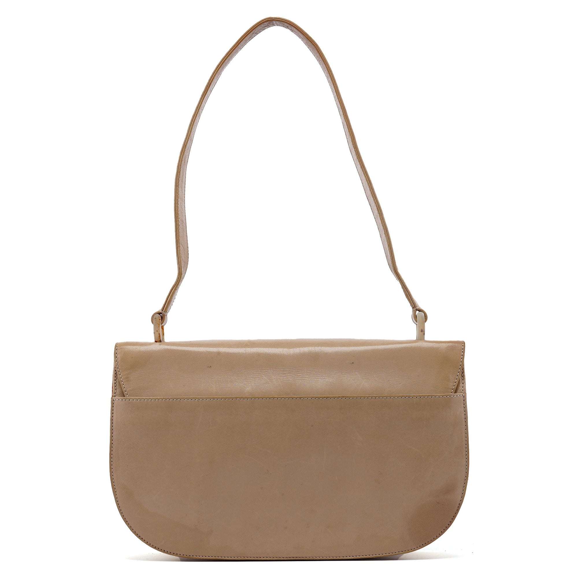 Prada Borsa a spalla con fibbia in pelle di vitello beige