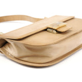 Prada Borsa a spalla con fibbia in pelle di vitello beige