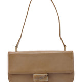 Prada Borsa a spalla con fibbia in pelle di vitello beige