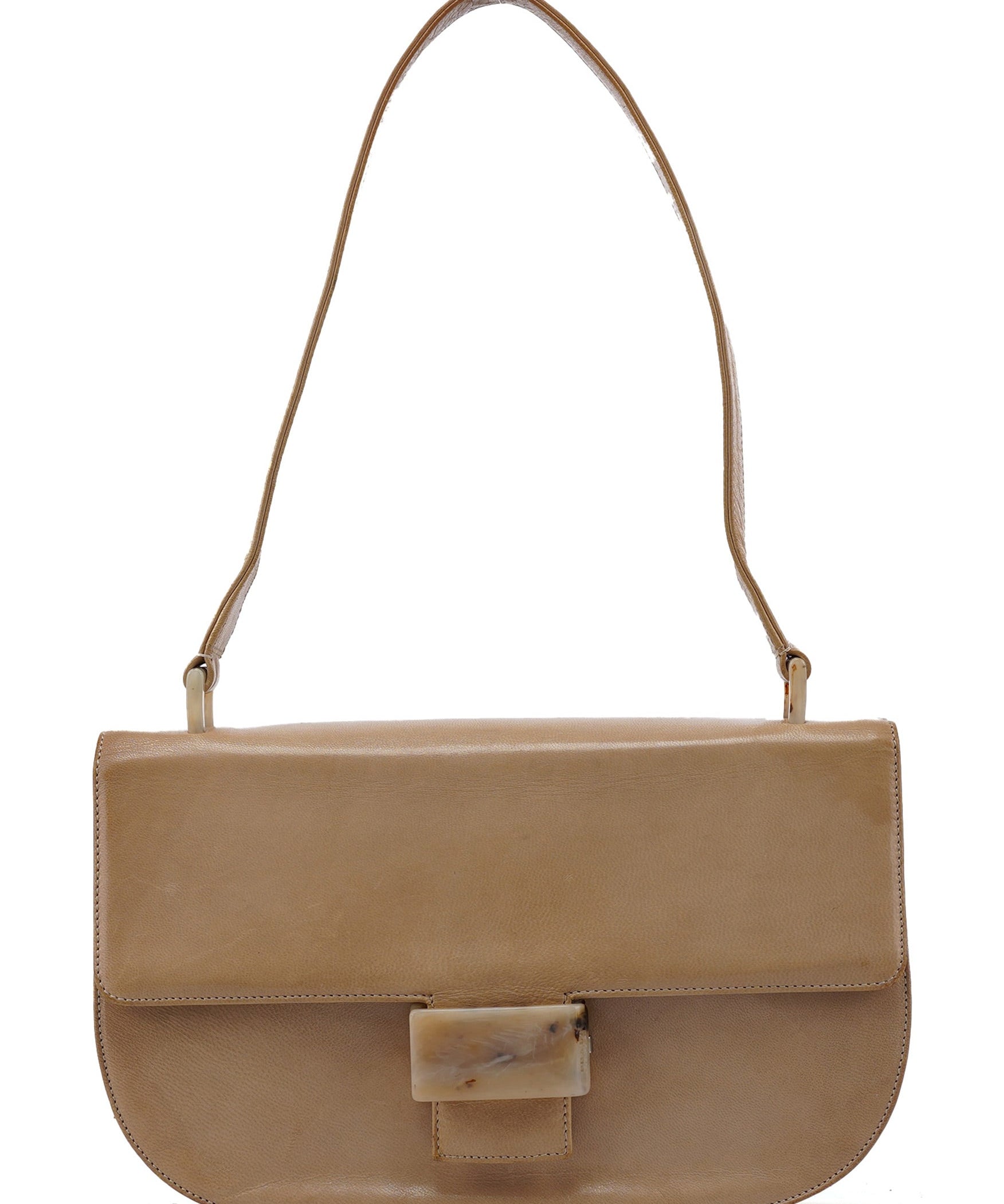 Prada Beige Vitello Buckle Shoulder Bag