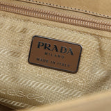 Prada Borsa a spalla con fibbia in pelle di vitello beige