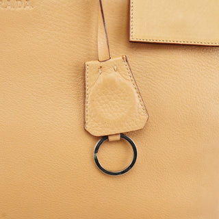 Prada Beige Vitello Leather Flap Tote Bag