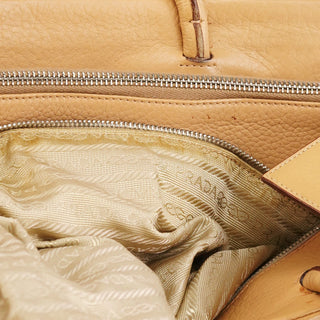 Prada Beige Vitello Leather Flap Tote Bag