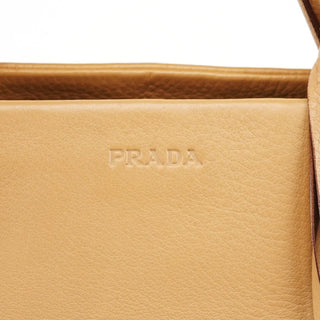 Prada Beige Vitello Leather Flap Tote Bag