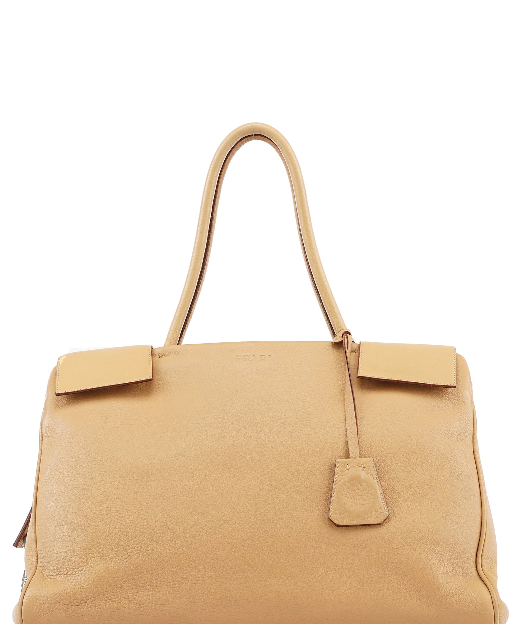 Prada Beige Vitello Leather Flap Tote Bag