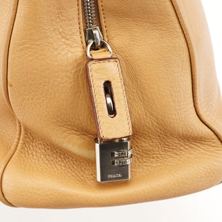 Prada Beige Vitello Leather Flap Tote Bag