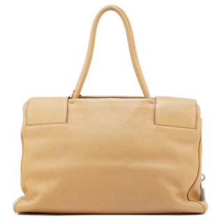 Prada Beige Vitello Leather Flap Tote Bag