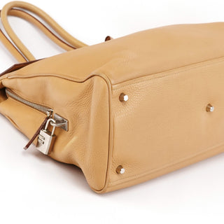Prada Beige Vitello Leather Flap Tote Bag