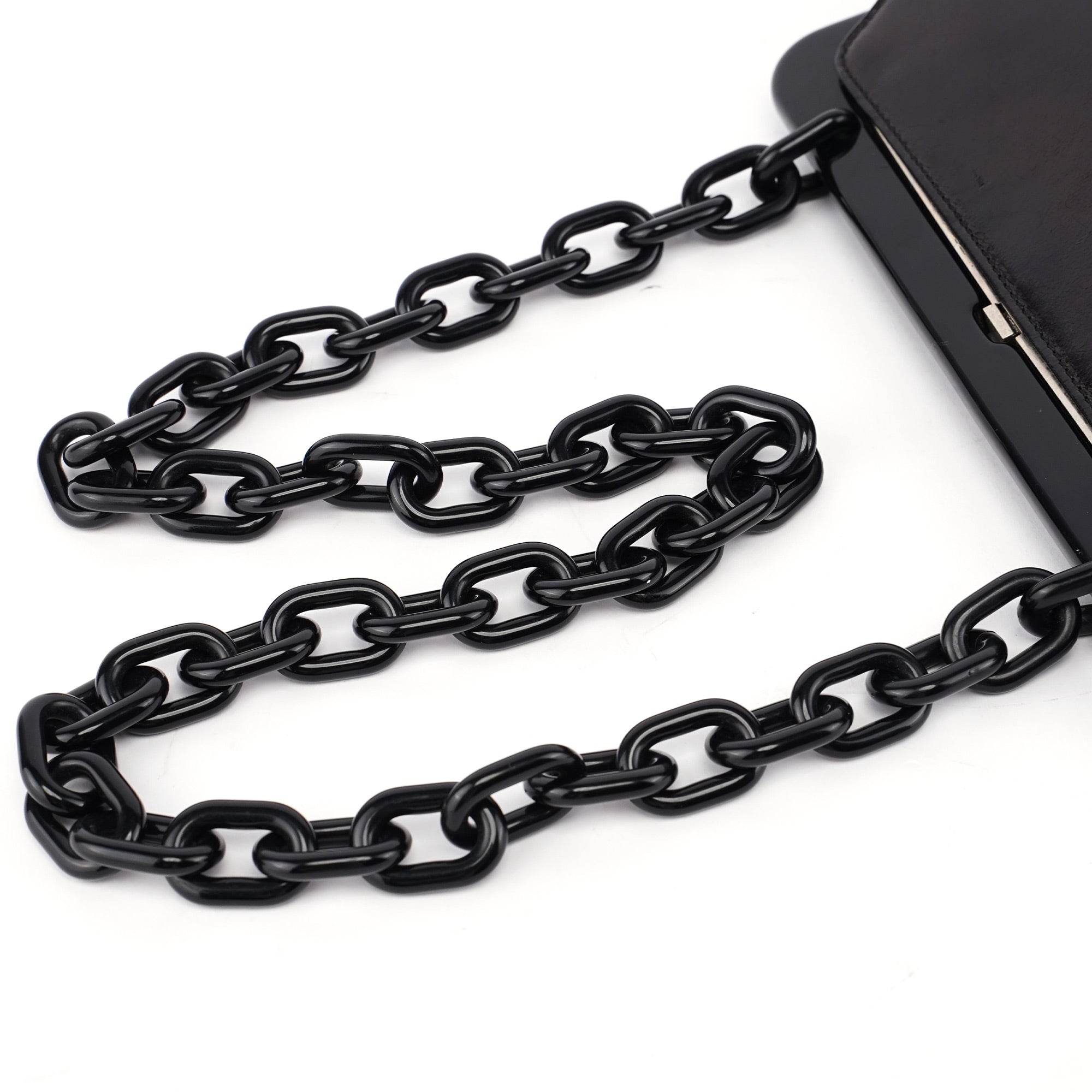 Prada Black Calfskin Clutch Chain Shoulder Bag