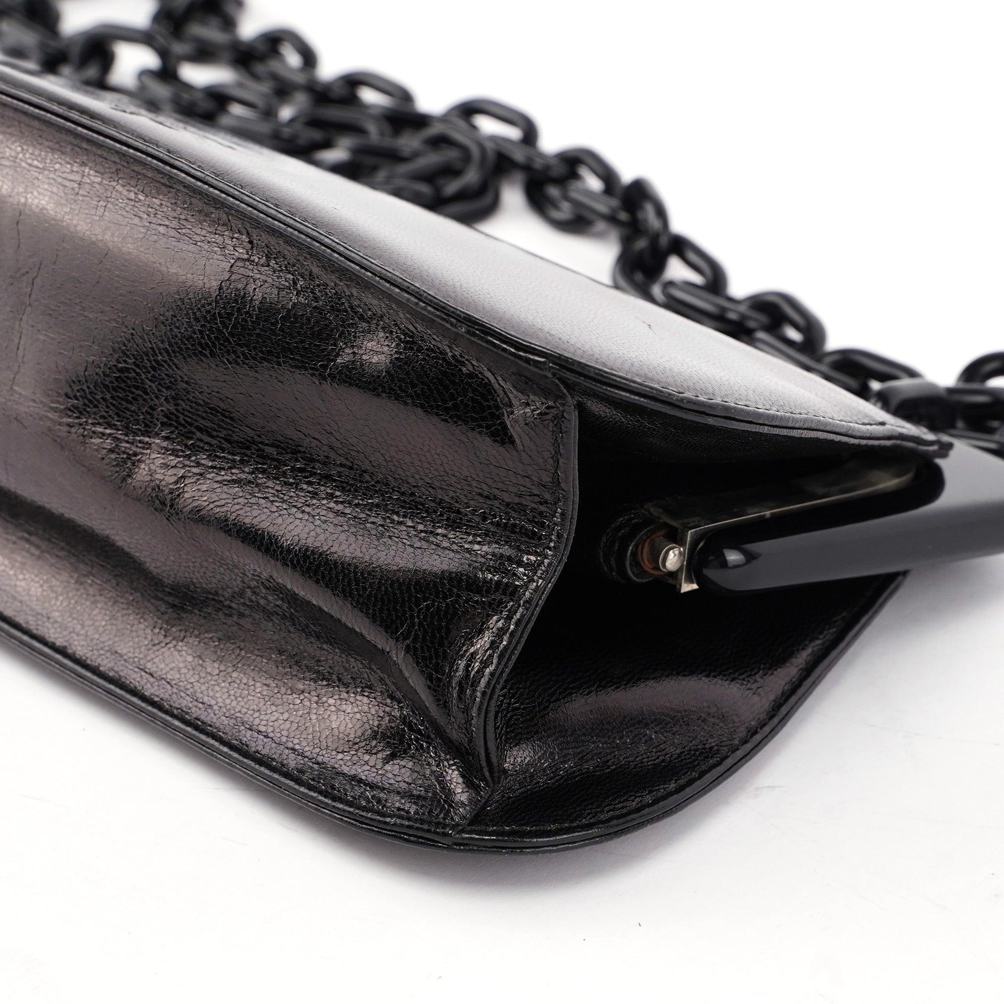 Prada Black Calfskin Clutch Chain Shoulder Bag