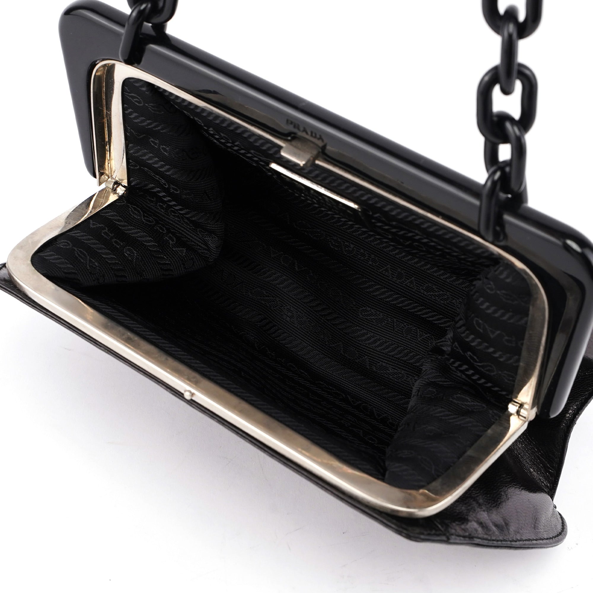 Prada Black Calfskin Clutch Chain Shoulder Bag