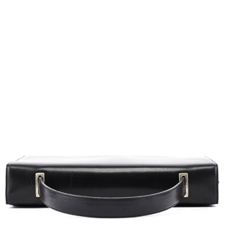 Prada Black Calfskin Flap Top Handle Bag