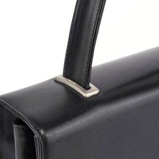 Prada Black Calfskin Flap Top Handle Bag