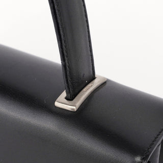 Prada Black Calfskin Flap Top Handle Bag