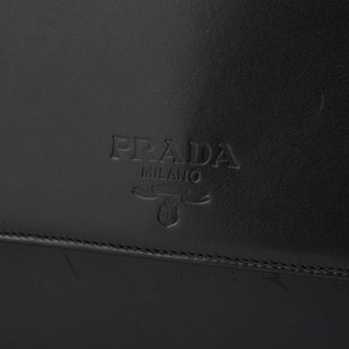 Prada Black Calfskin Flap Top Handle Bag