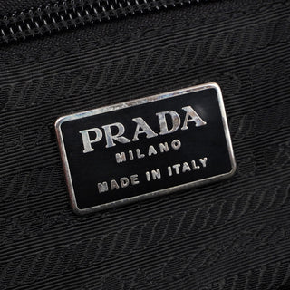 Prada Black Calfskin Flap Top Handle Bag