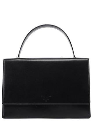 Prada Black Calfskin Flap Top Handle Bag