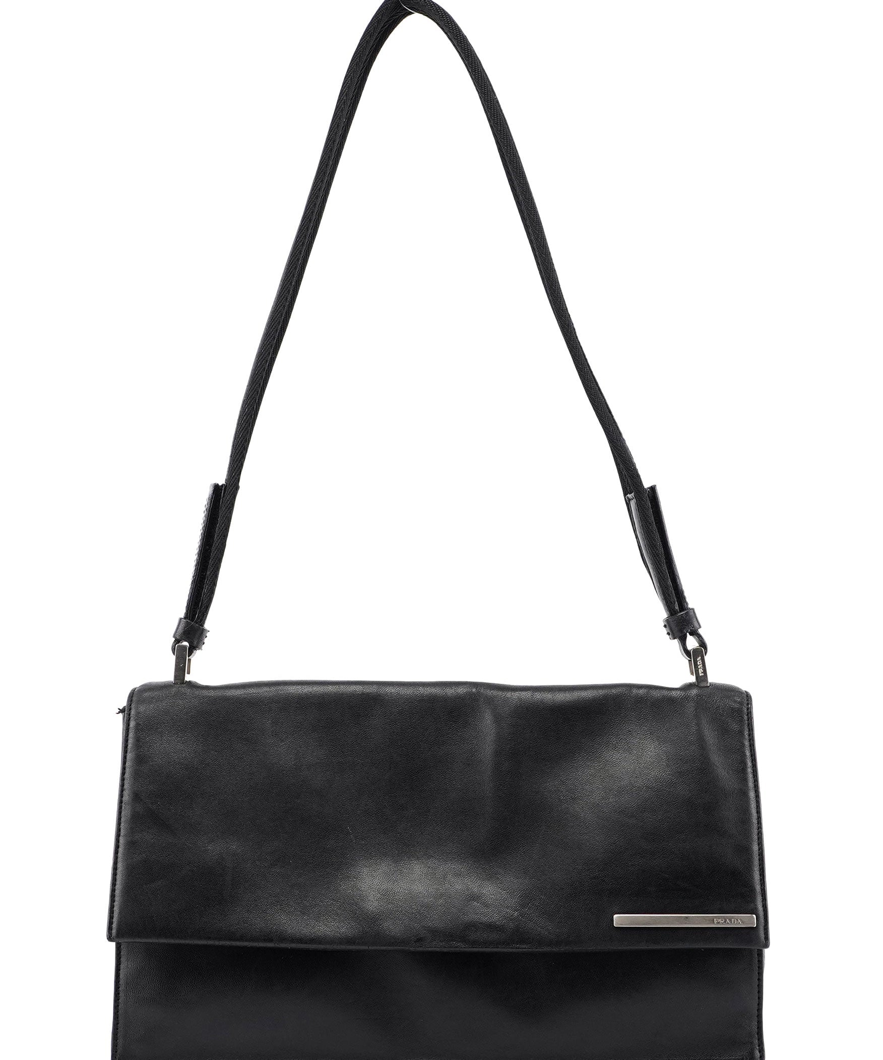 Prada Black Calfskin Hobo Shoulder Bag