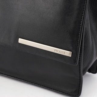Prada Black Calfskin Hobo Shoulder Bag