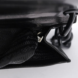 Prada Black Calfskin Madras Swing Chain Shoulder Bag