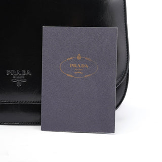 Prada Black Calfskin Madras Swing Chain Shoulder Bag