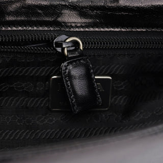 Prada Black Calfskin Madras Swing Chain Shoulder Bag