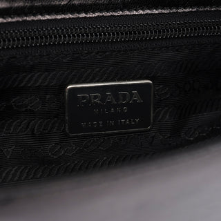 Prada Black Calfskin Madras Swing Chain Shoulder Bag