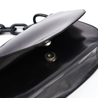 Prada Black Calfskin Madras Swing Chain Shoulder Bag