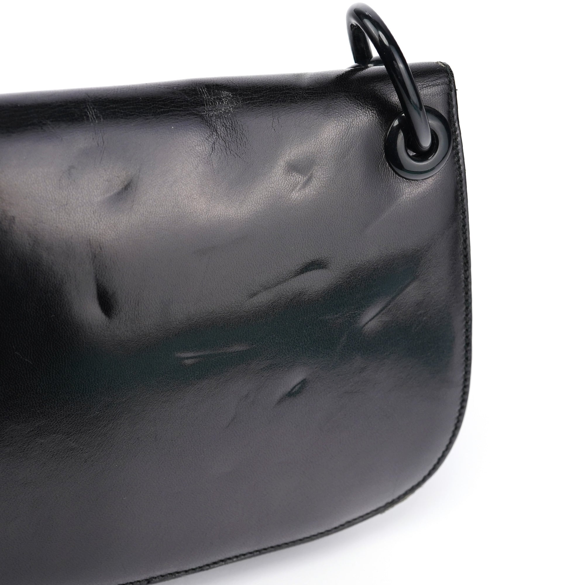 Prada Sac porté épaule à chaîne Madras Swing en cuir de veau noir