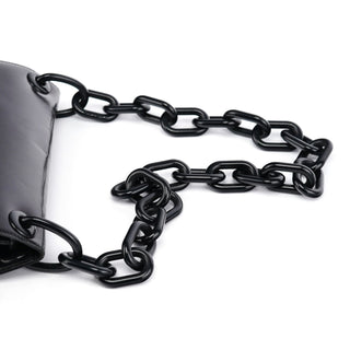 Prada Black Calfskin Madras Swing Chain Shoulder Bag