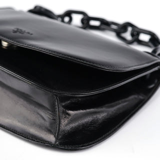 Prada Black Calfskin Madras Swing Chain Shoulder Bag