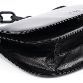Prada Black Calfskin Madras Swing Chain Shoulder Bag