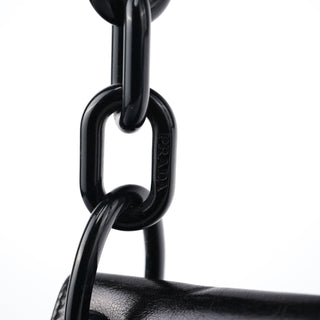 Prada Black Calfskin Madras Swing Chain Shoulder Bag