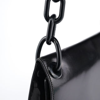Prada Black Calfskin Madras Swing Chain Shoulder Bag