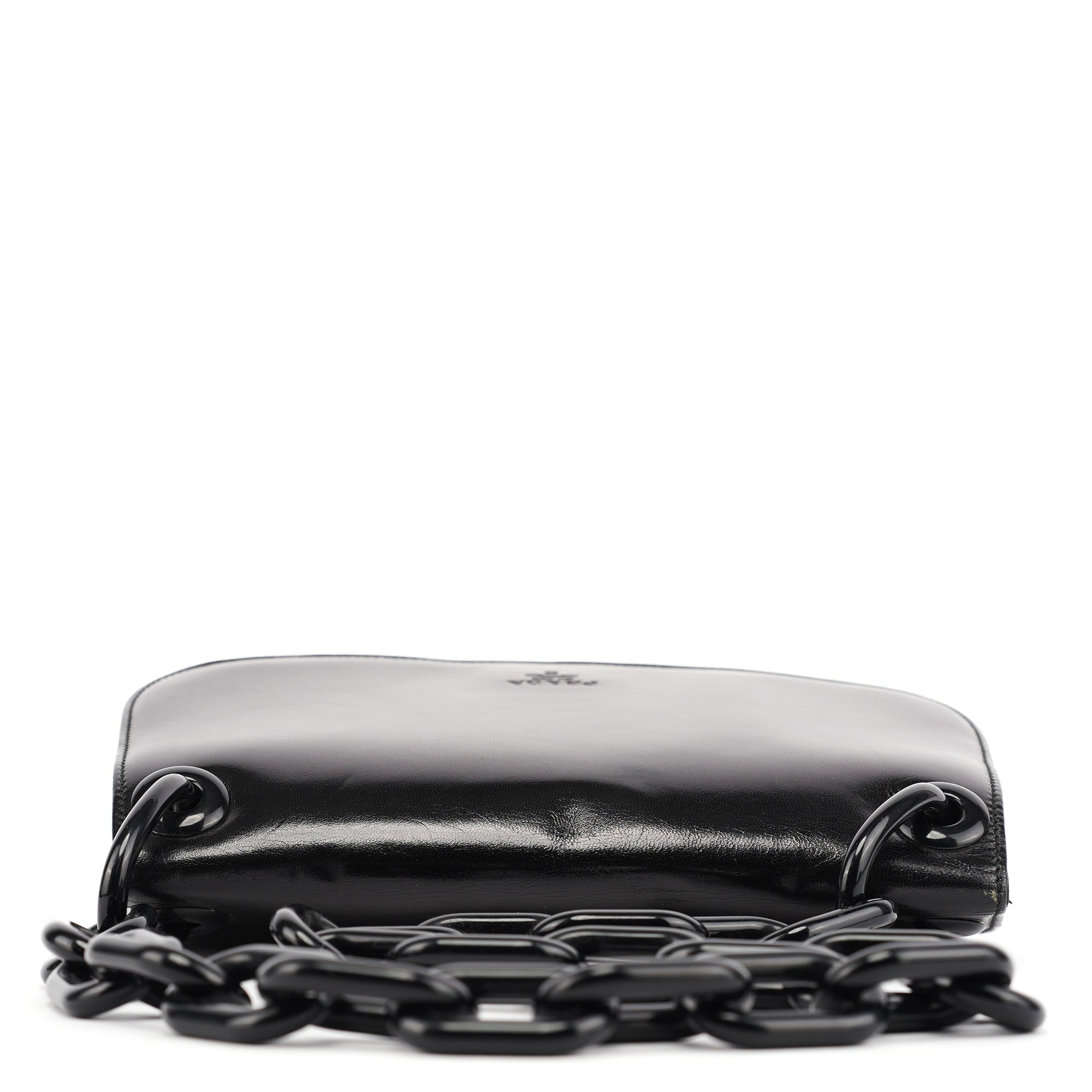 Prada Sac porté épaule à chaîne Madras Swing en cuir de veau noir