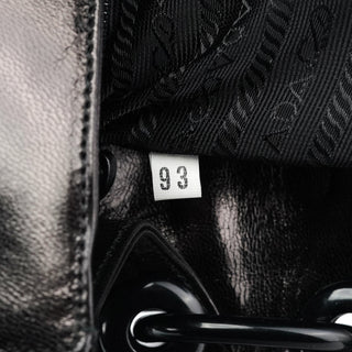 Prada Black Calfskin Madras Swing Chain Shoulder Bag