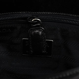 Prada Black Calfskin Madras Swing Chain Shoulder Bag