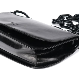 Prada Black Calfskin Madras Swing Chain Shoulder Bag