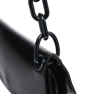 Prada Black Calfskin Madras Swing Chain Shoulder Bag